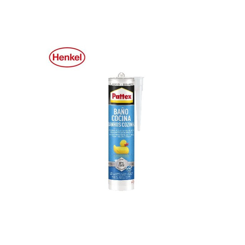 Pattex Silicona neutra Baños & Cocinas Blanca ANTI-MOHO Larga duración Cartucho 280ml