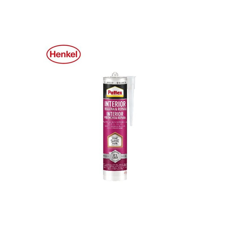 Pattex Silicona INTERIOR Acrílica, rellena y repara. Lavable con agua Blanca Cartucho 280ml C12