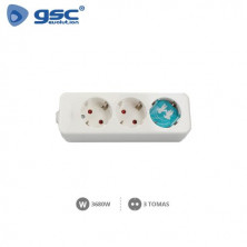 Base 3 Tomas TT sin Cable Serie Mega (B) GSC C1/50