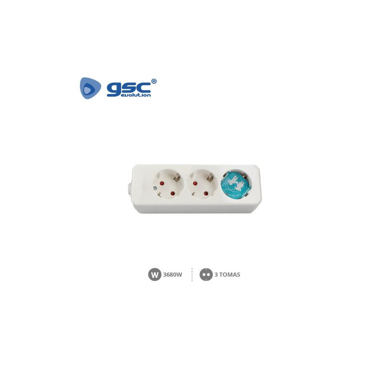 Base 3 Tomas TT sin Cable Serie Mega (B) GSC C1/50