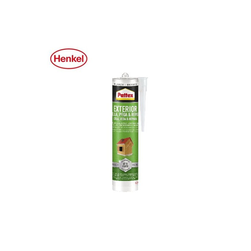 Pattex Silicona EXTERIOR Pega, sella y repara. Aplicable sobre húmedo Blanca Cartucho 280ml C12