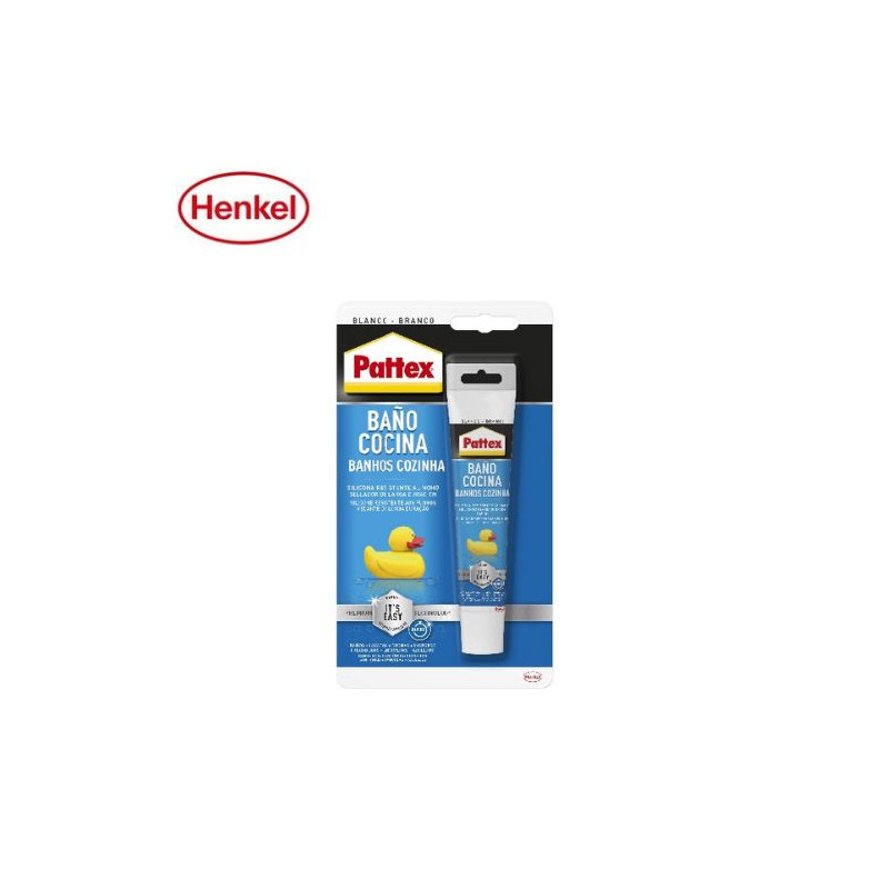 Pattex Silicona neutra Baños & Cocinas Blanca ANTI-MOHO Larga duración Tubo 50ml