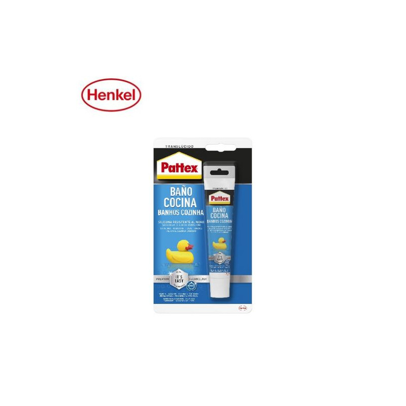 Pattex Silicona neutra Baños & Cocinas Transparente ANTI-MOHO Larga duración Tubo 50ml