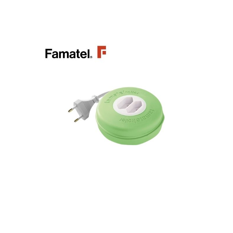 Prolongador 3m 10A 2x1,0mm Verde 2 tomas FAMATEL C1