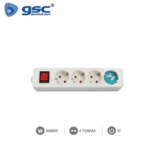 Base 4 Tomas TT sin Cable con interruptor Serie Mega GSC C1/50