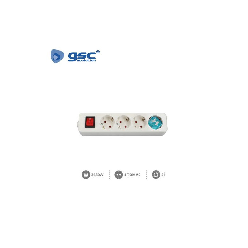 Base 4 Tomas TT sin Cable con interruptor Serie Mega GSC C1/50