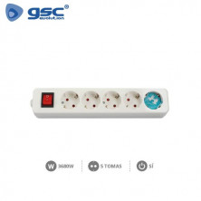 Base 5 Tomas TT sin Cable con interruptor Serie Mega GSC