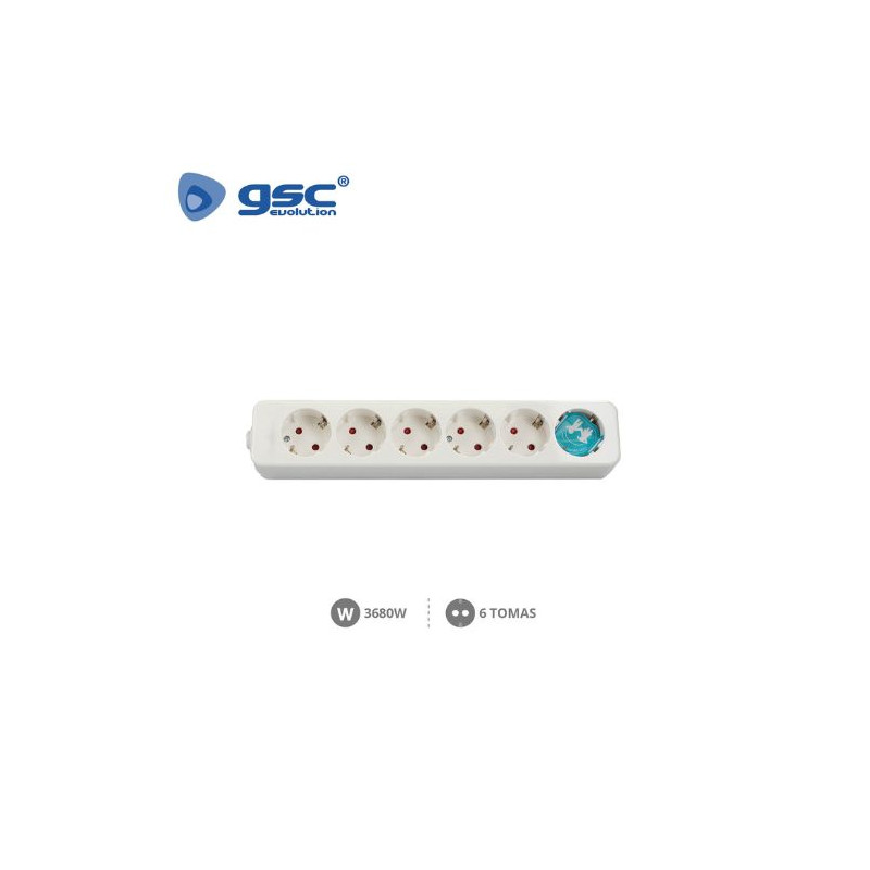 Base 6 Tomas TT sin Cable Serie Mega (B) GSC C1/50