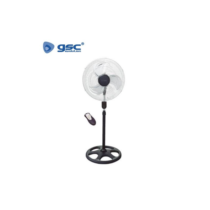Ventilador de pie metálico con mando 70W 50cm Gris y negro GSC C1/1