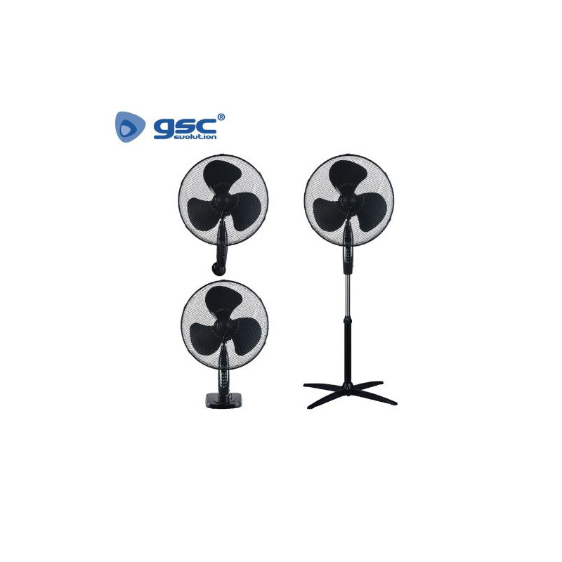 Ventilador 3 en 1 (sobremesa, pared y pie) 45w Diámetro 43cm Negro Kureli GSC C1/1