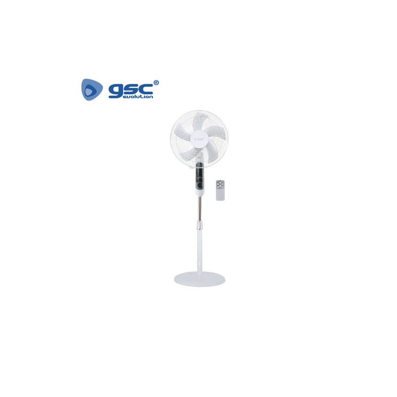 Ventilador de pie con mando y temporizador 50W Diámetro 43cm Blanco Lungra GSC C1/1