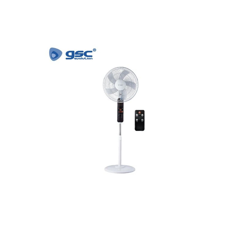 Ventilador de pie con mando y temporizador 30W Diámetro 43cm Blanco Tehri GSC C1/1