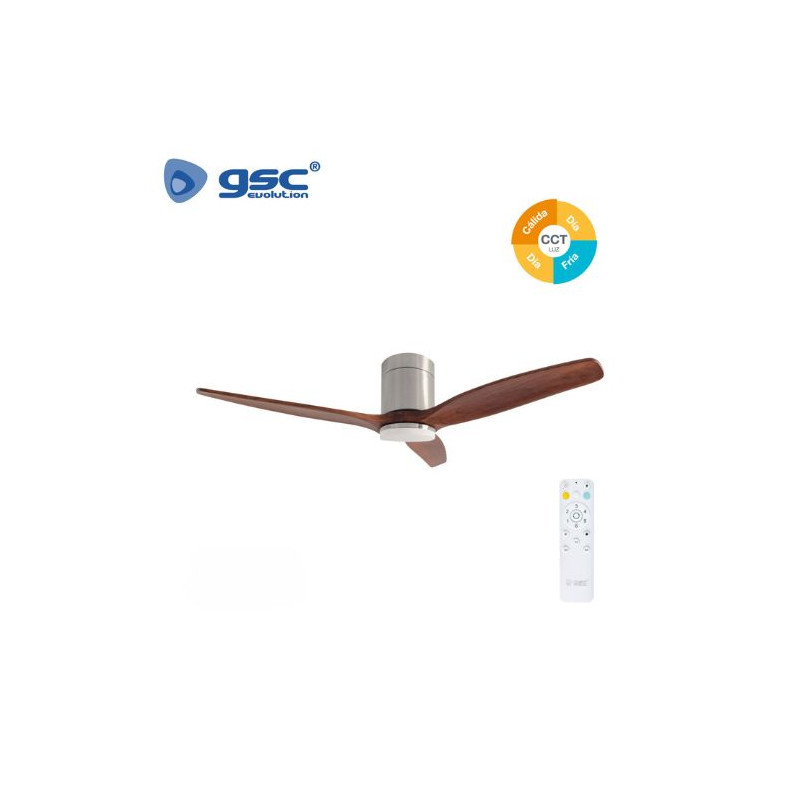 Ventilador de techo con mando CCT Tono de luz ajustable 40W motor DC Madera Kasama GSC