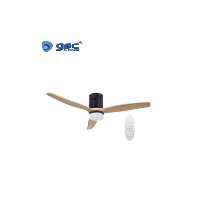 Ventilador de techo con luz y mando 40W 52 Pulgadas regulable 3 aspas negro Kasama GSC C1/1