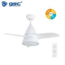 Ventilador de techo con mando CCT Tono de luz ajustable 63W 36 Pulgadas 3 aspas Blanco Kidau GSC