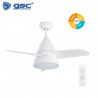 Ventilador de techo con mando CCT Tono de luz ajustable 63W 36 Pulgadas 3 aspas Blanco Kidau GSC