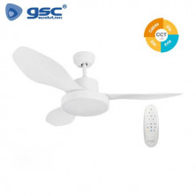 Ventilador de techo con mando CCT Tono de luz ajustable 40W Diámetro 122cm 3 aspas Blanco Biula GSC