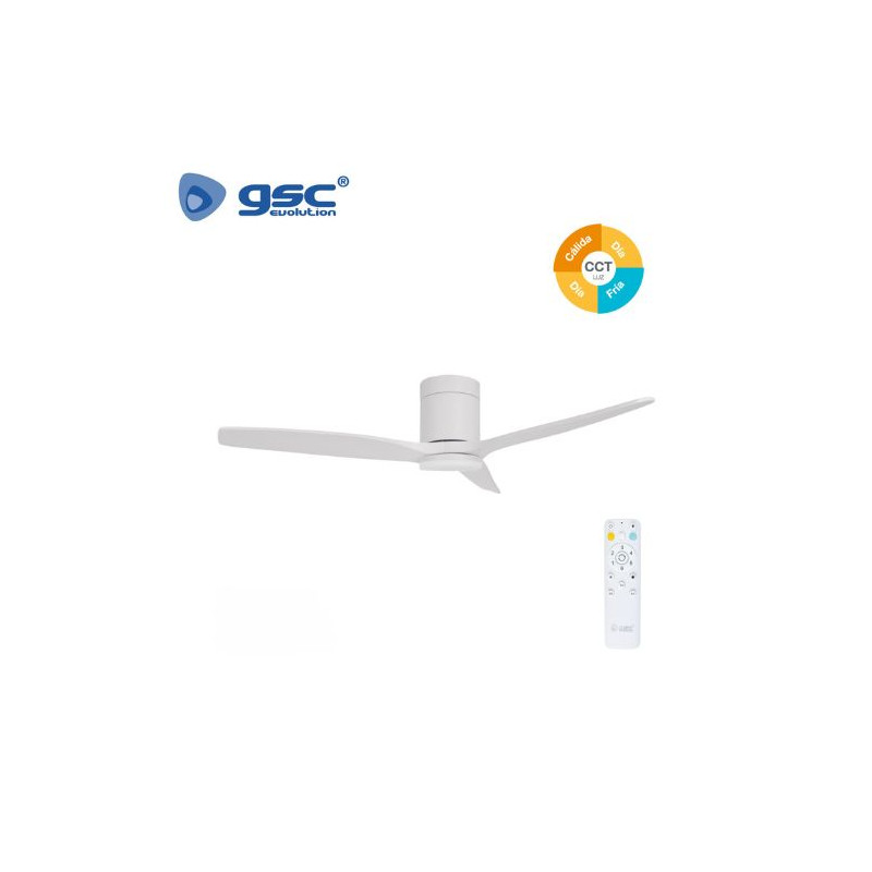 Ventilador techo con mando CCT Tono de luz ajustable 40W 52 Pulgadas 3 aspas blanco Kasama GSC C1/1