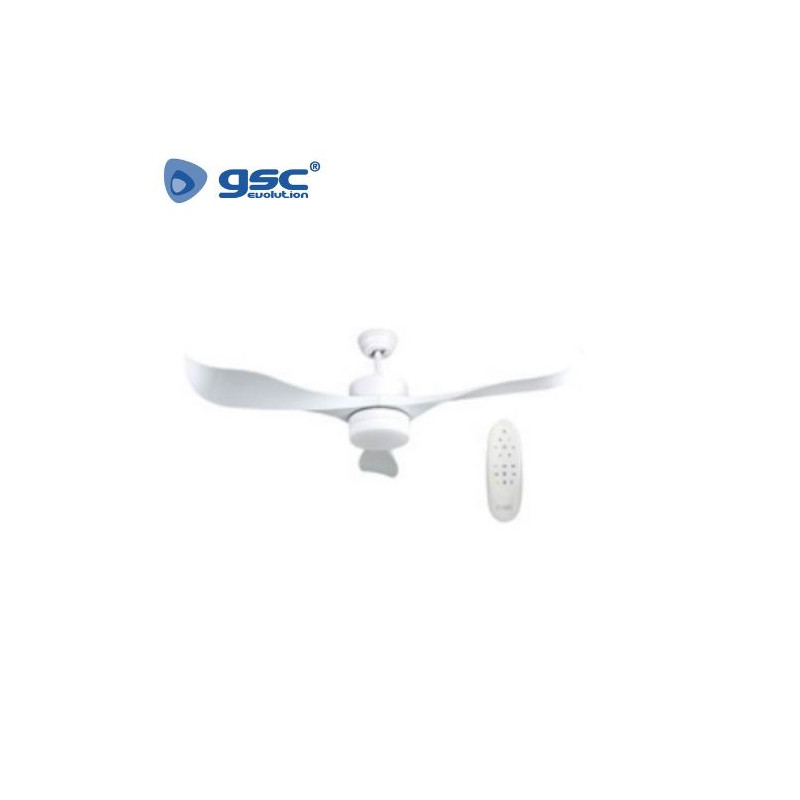 Ventilador de techo con luz y mando 28W 52 Pulgadas regulable 3 aspas blanco GSC Kota C1/1