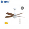 Ventilador de techo con mando CCT Tono de luz ajustable 53W 4 aspas Madera blanco/haya Muna GSC