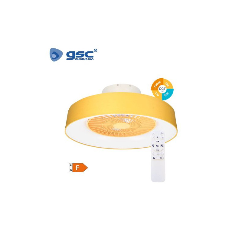 Ventilador de techo Box Fan con mando 40W CCT Tono de luz ajustable regulable Ocre Niskot GSC