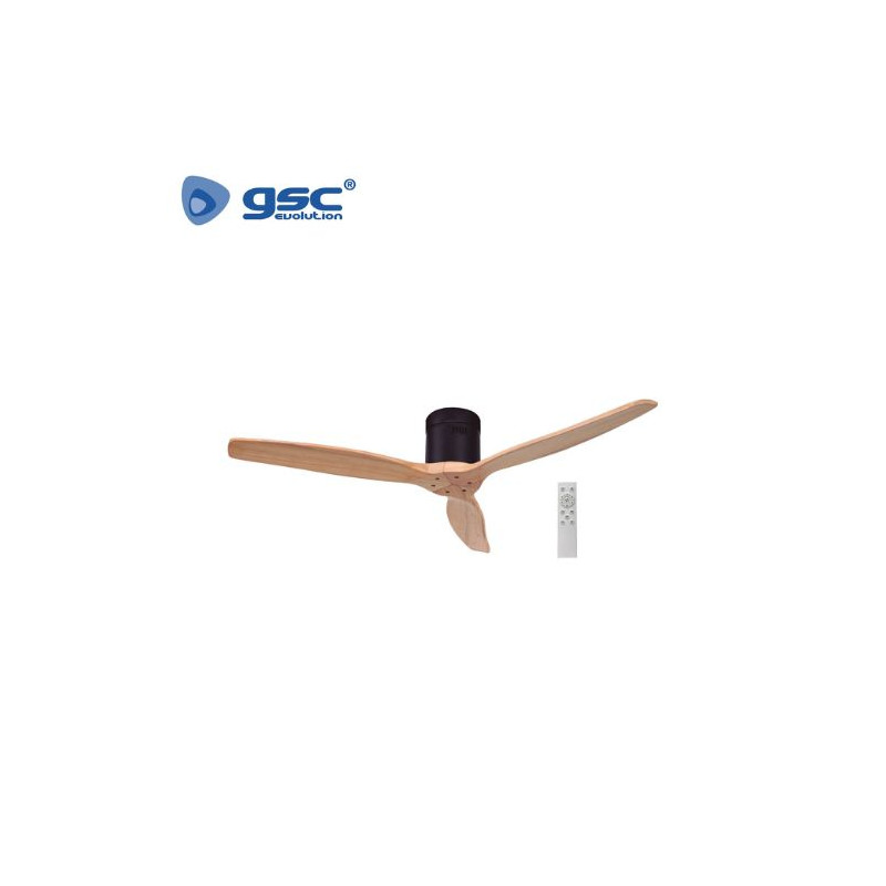 Ventilador de techo con mando 40W Diámetro 132cm 3 aspas Negro/Haya Mucari GSC C1/1