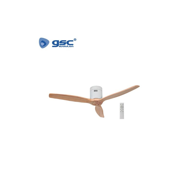 Ventilador de techo con mando 40W Diámetro 132cm 3 aspas Blanco/Haya Mucari GSC C1/1