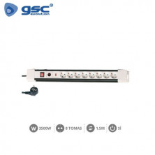 Base 8 Tomas TT 3x1,5mm 1,5 metros de cable con interruptor y proteccion GSC C1/20