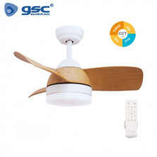 Ventilador de techo con luz CCT  Tono de luz ajustable c/mando 13W D 71cm 3 aspas Blanco Namuno GSC