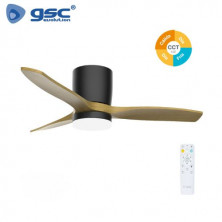 Ventilador de techo CCT Tono de luz ajustable y mando Diámetro 107cm 3 aspas Negro Matipa GSC