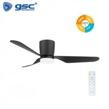 Ventilador de techo CCT Tono de luz ajustable y mando 40W Diámetro 132cm 3 aspas Negro Solesia GSC
