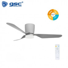 Ventilador de techo CCT Tono de luz ajustable y mando 40W Diámetro 132cm 3 aspas Gris Solesia GSC