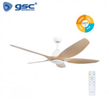 Ventilador de techo CCT Tono de luz ajustable y mando Diámetro 152cm 5 aspas Blanco Kilwa GSC