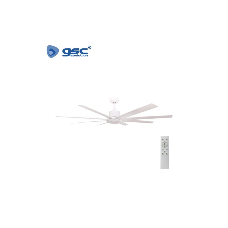 Ventilador de techo con mando 49W Diámetro 165cm 8 aspas Blanco Diongo GSC C1/1