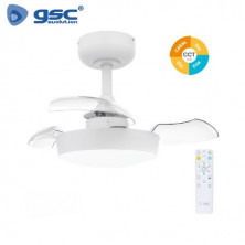 Ventilador de techo CCT Tono de luz ajustable y mando 47W Diámetro 55cm 3 aspas Blanco Nacala GSC
