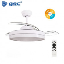 Ventilador de techo CCT Tono de luz ajustable y mando 19W Diámetro 107cm 3 aspas Blanco Lugela GSC
