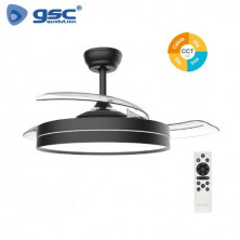 Ventilador de techo CCT Tono de luz ajustable y mando 19W Diámetro 107cm 3 aspas Negro Lugela GSC
