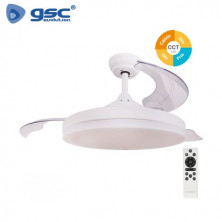 Ventilador de techo CCT Tono de luz ajustable y mando 19W Diámetro 107cm 3 aspas Blanco Tungati GSC