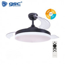 Ventilador de techo CCT Tono de luz ajustable y mando 19W Diámetro 107cm 3 aspas Negro Tungati GSC