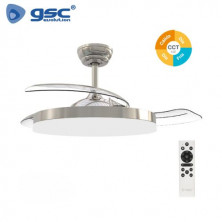Ventilador de techo CCT Tono de luz ajustable y mando 19W Diámetro 107cm 3 aspas Níquel Tungati GSC