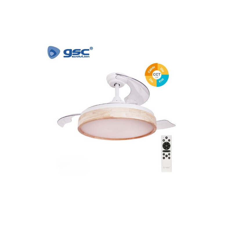 Ventilador de techo CCT Tono de luz ajustable y mando 19W Diámetro 107cm 3 aspas Blanco Ranta GSC