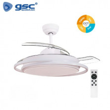 Ventilador de techo CCT Tono de luz ajustable y mando 19W Diámetro 107cm 3 aspas Blanco Bauala GSC