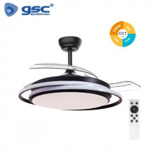Ventilador de techo CCT Tono de luz ajustable y mando 19W Diámetro 107cm 3 aspas Negro Bauala GSC