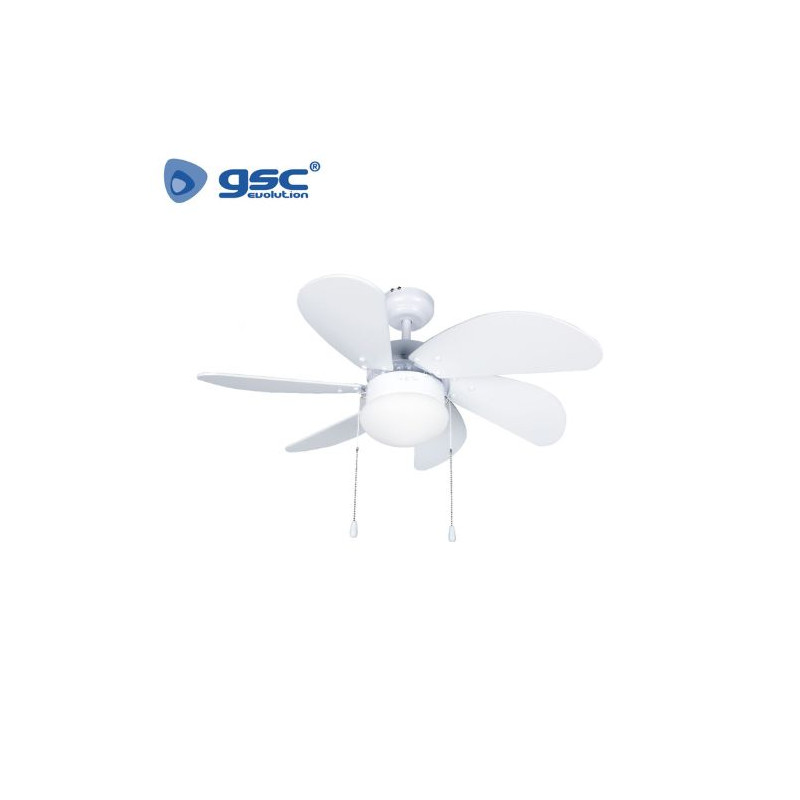 Ventilador de techo 19W con 2 casquillos E27 Diámetro 82cm 6 aspas Blanco Larde GSC C1/1