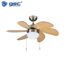 Ventilador de techo 19W con 2 casquillos E27 Diámetro 82cm 6 aspas Haya Níquel Larde GSC C1/1