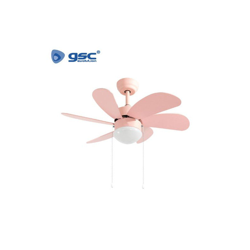 Ventilador de techo 19W con 2 casquillos E27 Diámetro 82cm 6 aspas Rosa Larde GSC C1/1