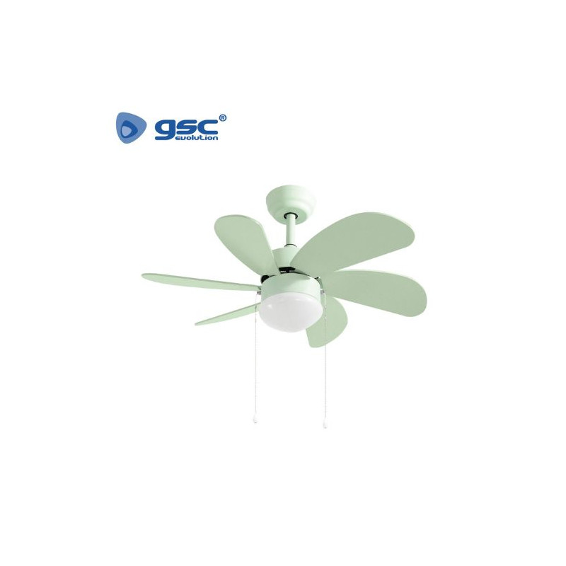 Ventilador de techo 19W con 2 casquillos E27 Diámetro 82cm 6 aspas Verde Larde GSC C1/1