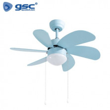 Ventilador de techo 19W con 2 casquillos E27 Diámetro 82cm 6 aspas Azul Larde GSC C1/1