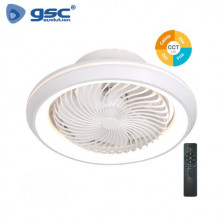 Ventilador de techo rotativo CCT Tono de luz ajustable y mando 40W Diámetro 50cm Blanco Bhoor GSC