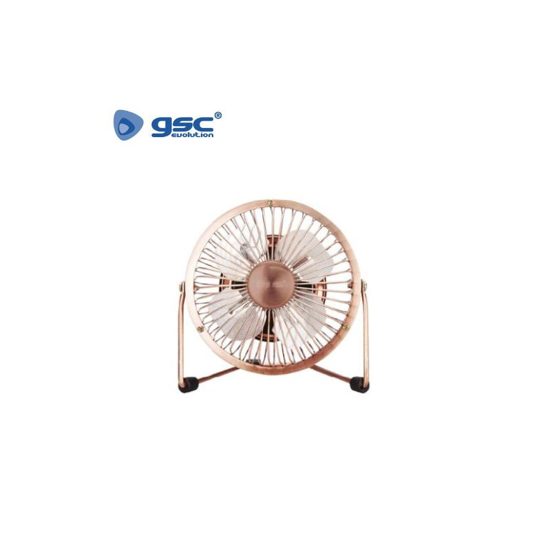 Mini Ventilador de sobremesa 2,5W USB  Diámetro 15cm Metálico Cobre Kila GSC C1/45